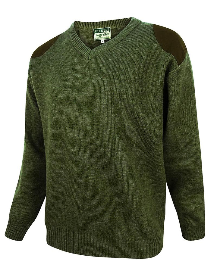 Melrose V-Neck Hunting Pullover, uldblanding, oliven