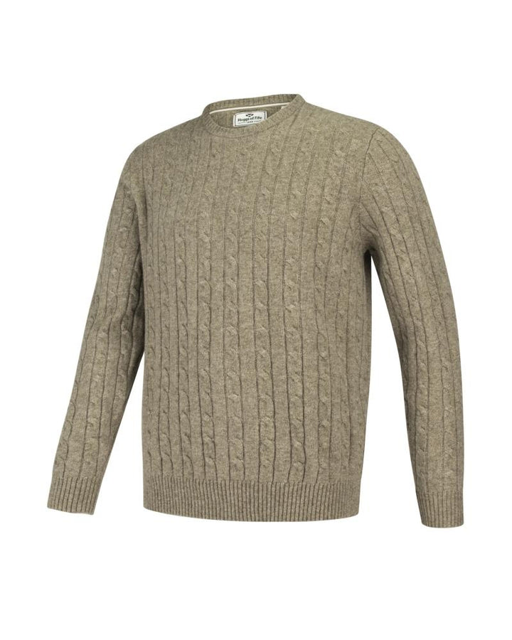 Jedburgh Crew Neck Cable Pullover, uldmix, oatmeal