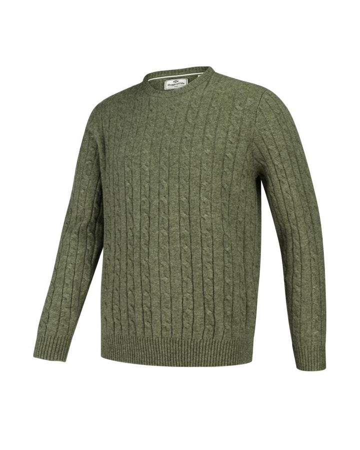 Jedburgh Crew Neck Cable Pullover, timiangrøn