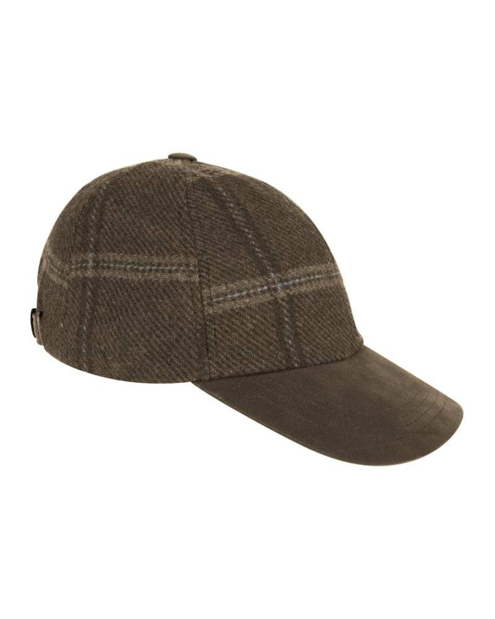 Musselburgh Ladies Tweed Baseball Cap, brun m. bordeux tern