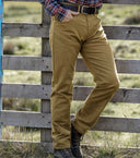 Carrick Mens moleskin jeans, lys mos farvet m. stretch
